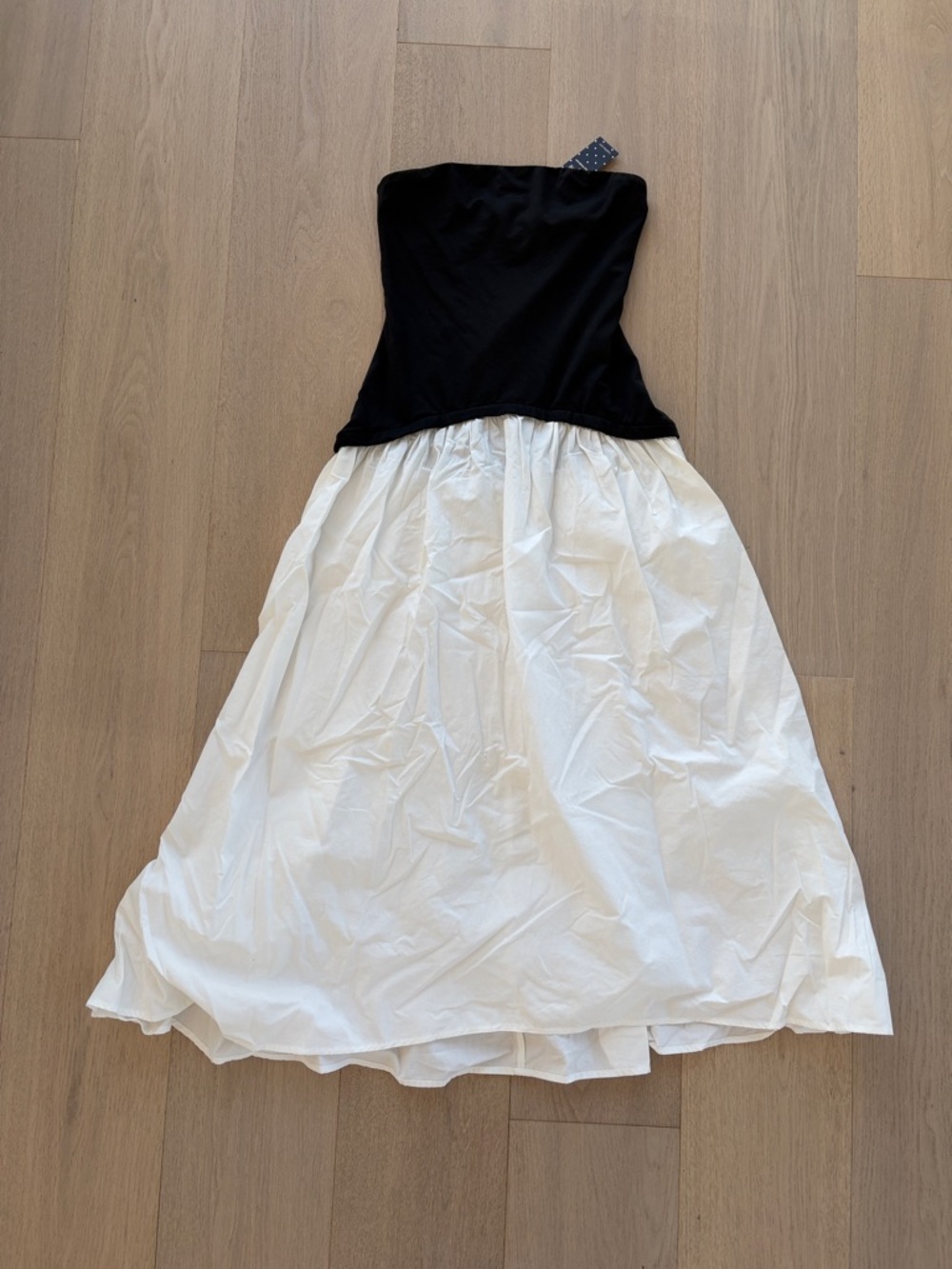 Cupshe Black and White Strapless Midi Dress